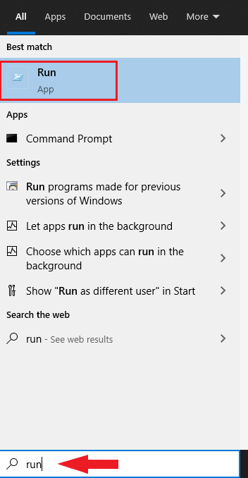 click on run from start menu